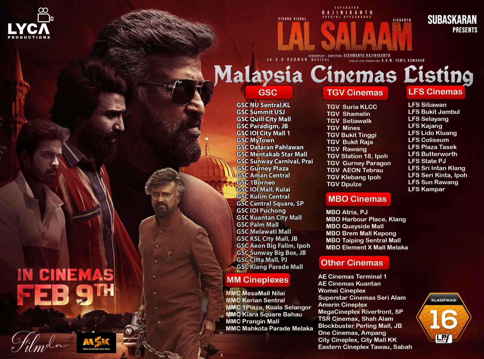 Lal Salaam Malaysia: Theater List, Premiere Time, Advance Sales Tamil